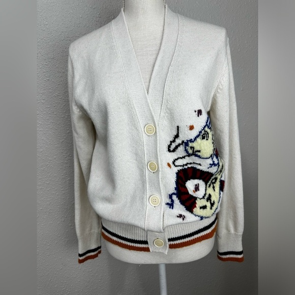 Marni  WOOL-CASHMERE BLEND CARDIGAN WITH JACQUARD DRAGON size S-M - Picture 4 of 14